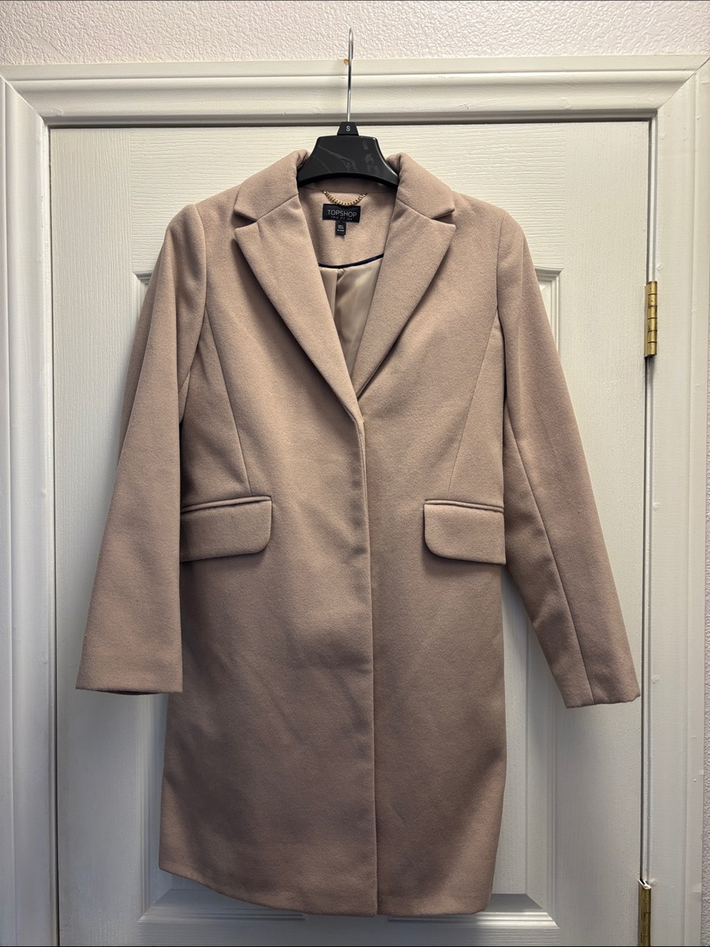 Topshop Taupe Single-Breasted Wool-Blend Coat